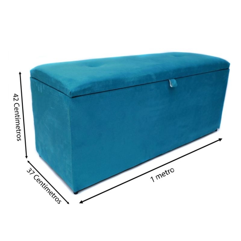 baú puff 1 metro baú organizador decorativo retangular suede