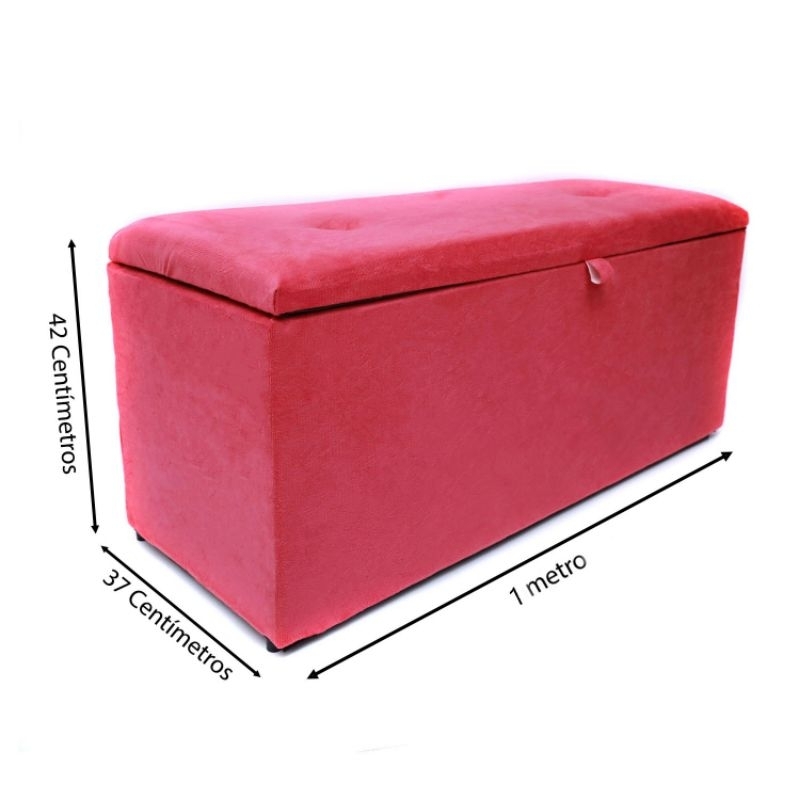 baú puff 1 metro baú pe de cama baú organizador decorativo retangular suede várias cores