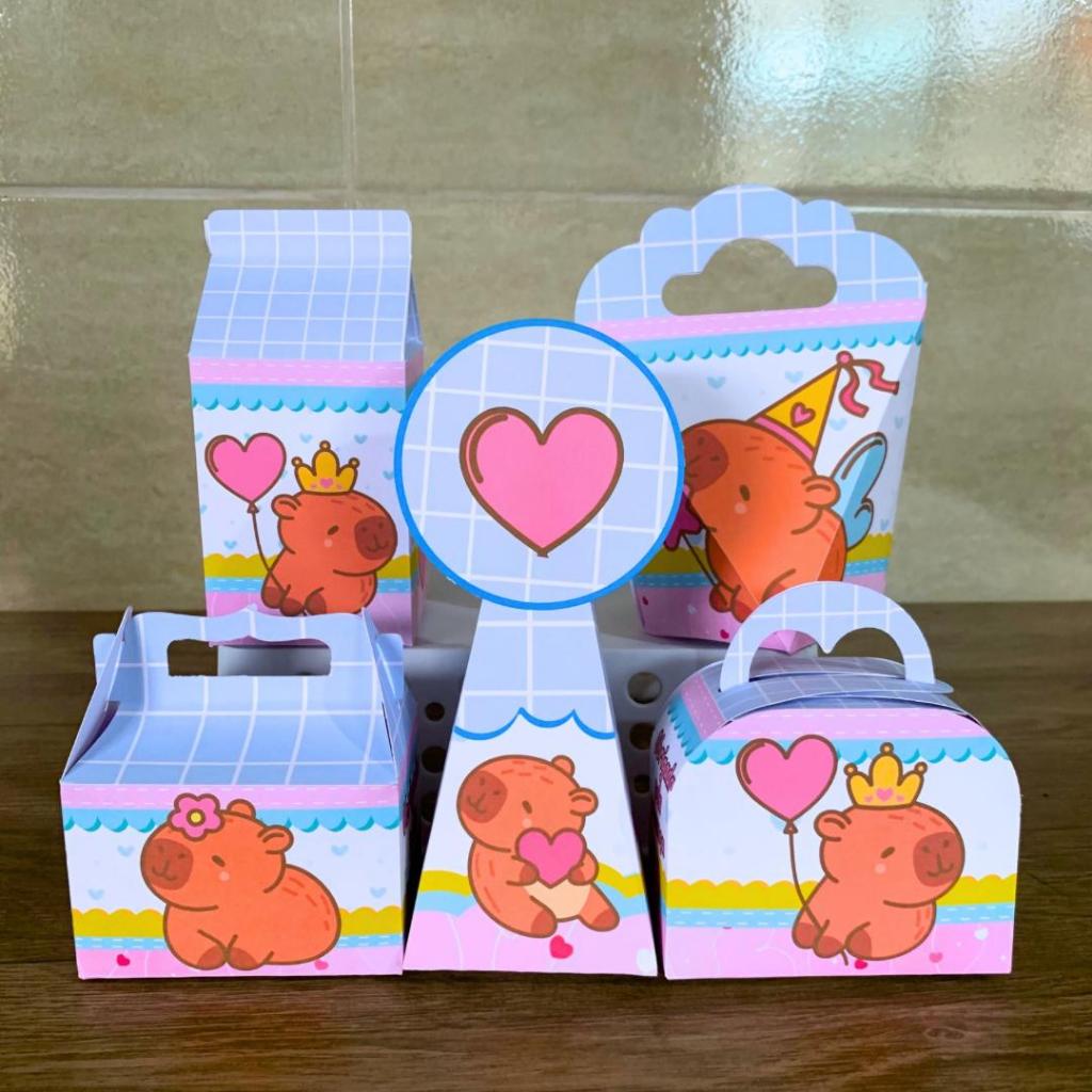 Caixinhas CAPIVARA CUTE - Pegue e Monte -  Caixinha para festa e lembrancinha aniversário infantil