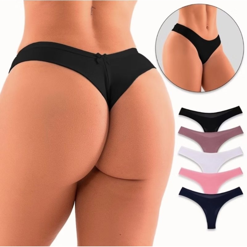 Kit  Calcinha Fio Duplo Fio Dental Levanta Bumbum Não Marca Sexy Dia a Dia Forro Malha Algodão Fio Duplo Não Marca