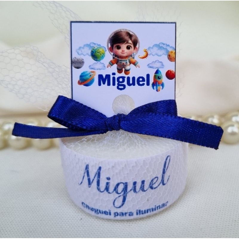 Kit Mini Velas Aromáticas Personalizadas 15g para Lembrancinha de Maternidade com Tag e Fita
