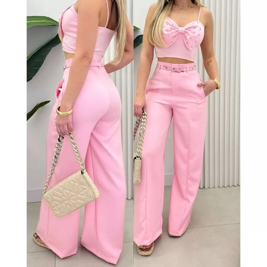 CALÇA PANTALONA ALFAIATARIA COM CINTO DE MODA TENDENCIA em Oferta na Shopee