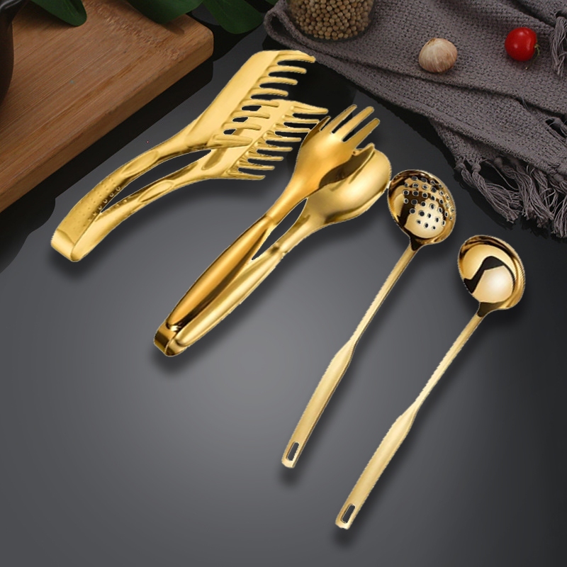 Talheres Kit 4 De Aço Inox Servindo Utensílios Dourado Conjunto Colher de Sopa Na Cozinha Talheres De Bom Gosto em Oferta na Shopee