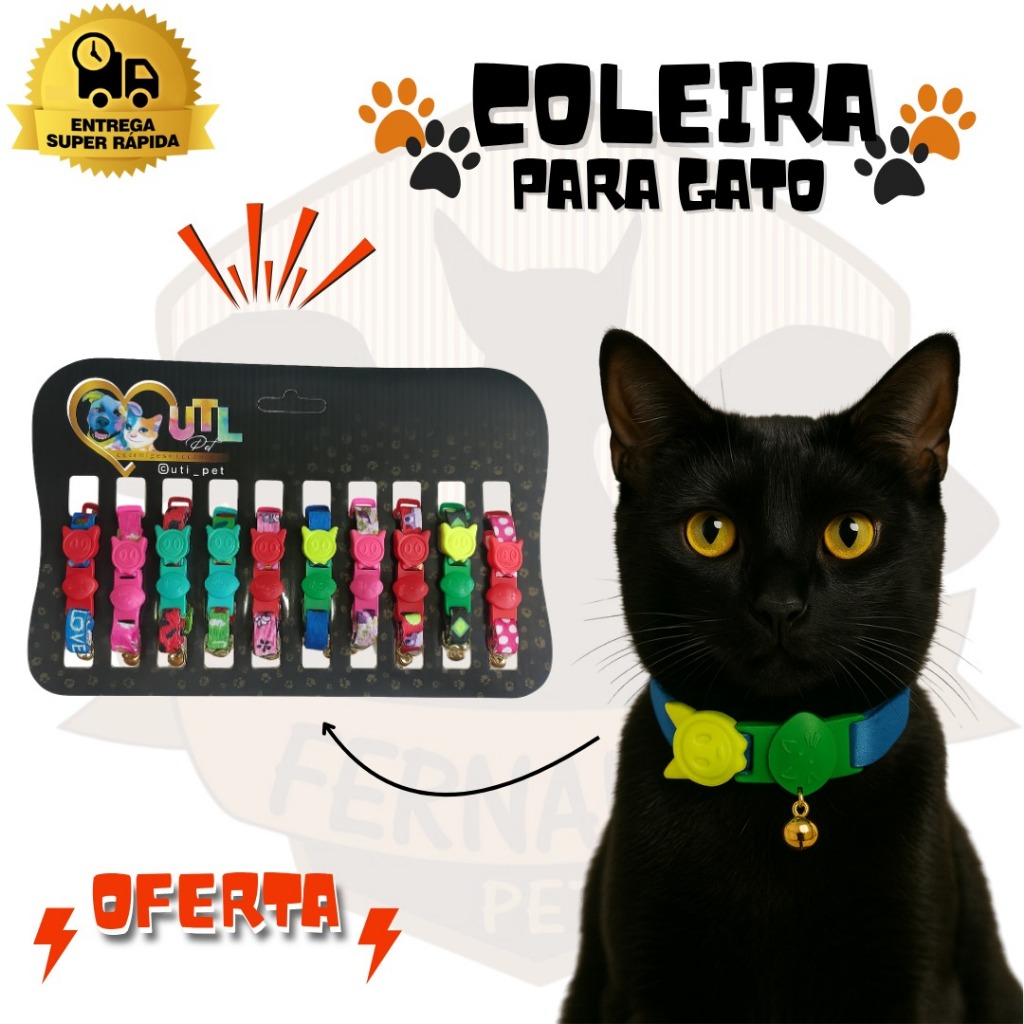 Coleira de Gato Elástica Estampada | Coleira para Gato Luxo | Coleira Fecho Anti-Enforcamento. em Oferta na Shopee
