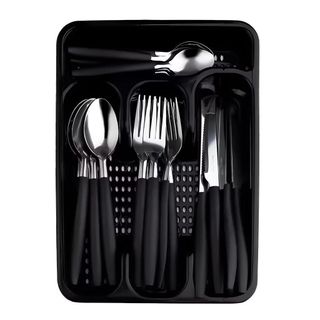 Jogo De Talheres Premium Inox Com 25 Peças + Suporte Gaveteiro