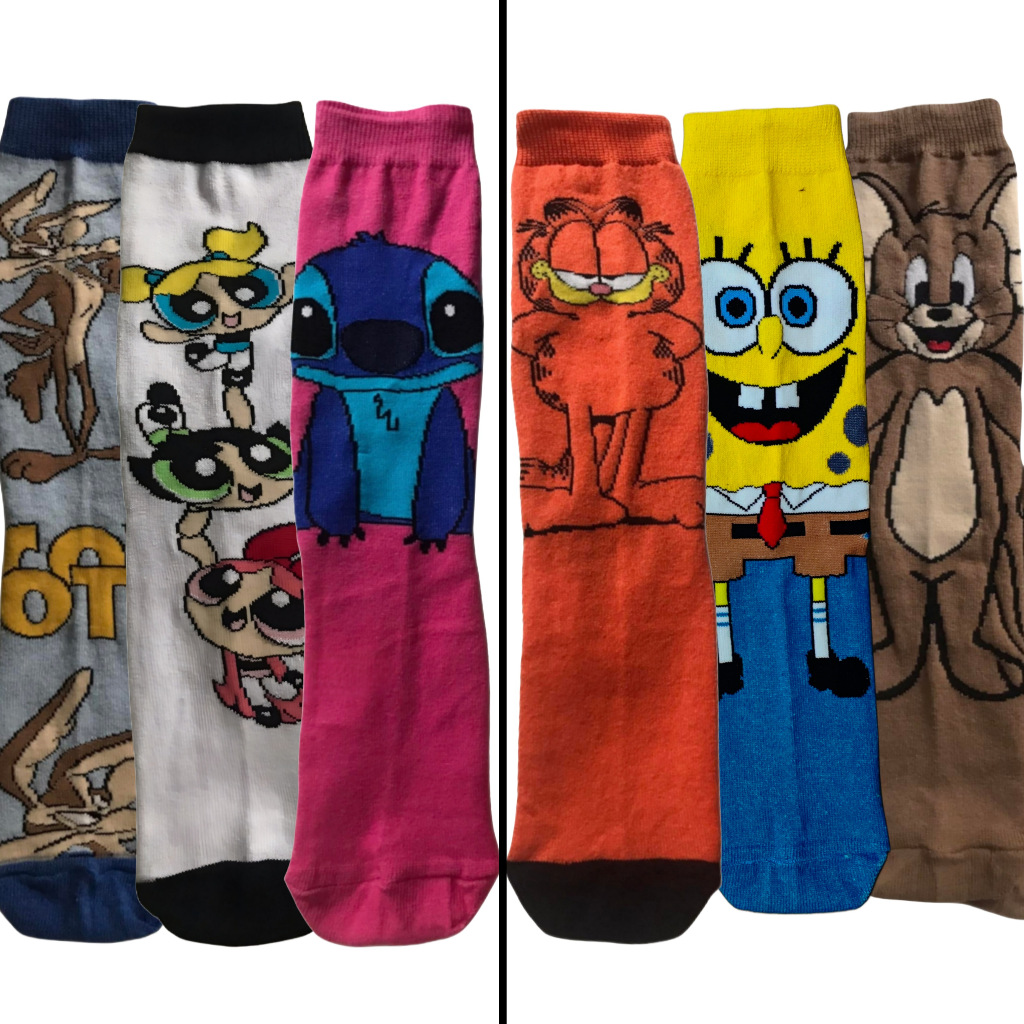 Kit 3 Pares de Meias Divertidas Adulto – Personagens | Unissex em Oferta na Shopee