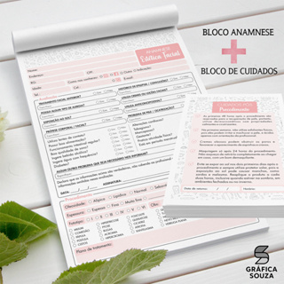 Kit Bloco Ficha De Anamnese + Bloco de Cuidados Estética Facial - Modelo 01 em Oferta na Shopee