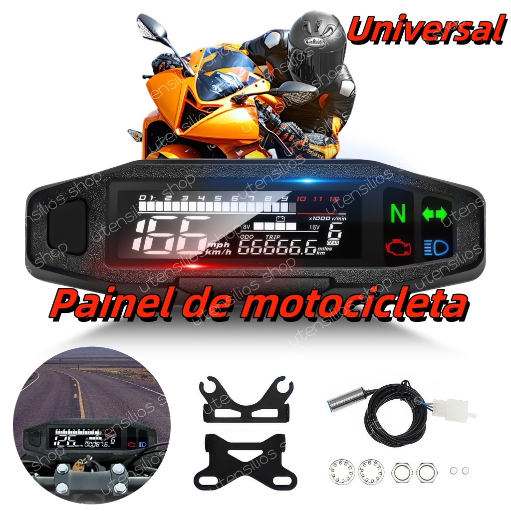 Painel Digital Lcd Preto Mini Para Moto Universal em Oferta na Shopee