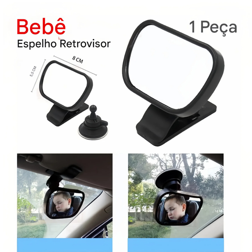 Espelho Retrovisor para Bebê 2 em 1 – Segurança a Bordo e Ajustável