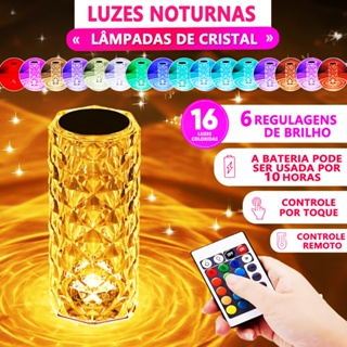 Luminária De Mesa De Cristal LED Com 16 Cores De Luz Projetor Diamante Controle De Toque Cabeceira em Oferta na Shopee