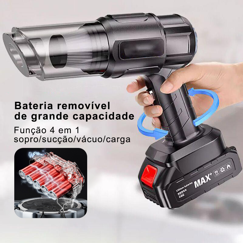 Aspirador Portátil 7 em 1 com Função Soprador – Limpeza de Carro, Teclado, Estofado e Mais