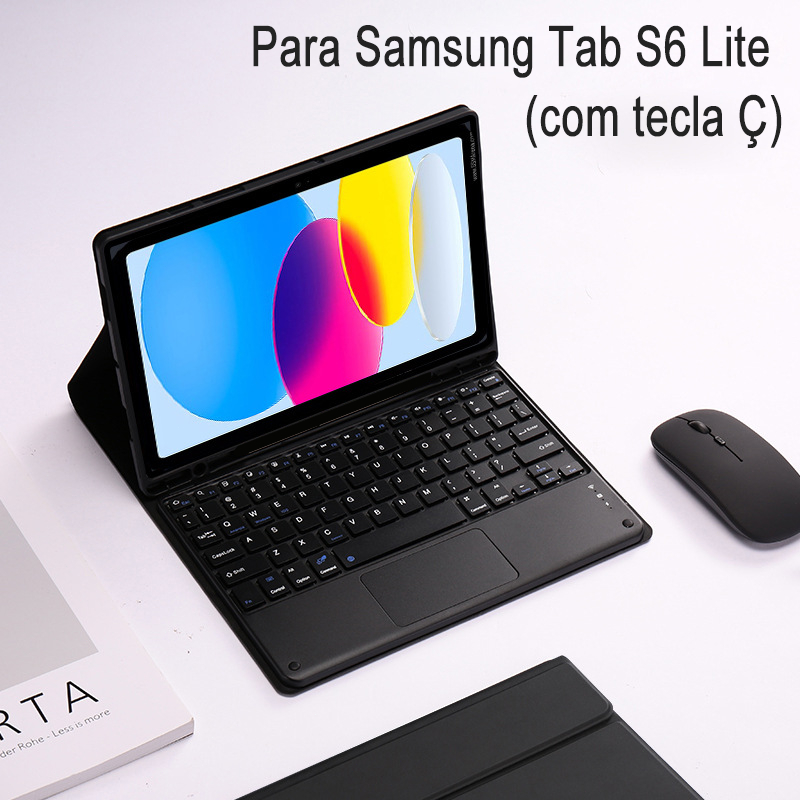 Capa Para Samsung Tab S6 Lite（P615/P613/P619/P620/P625） Com Teclado Touchpad Abnt2 E Mouse Sem Fio (Com Ç )