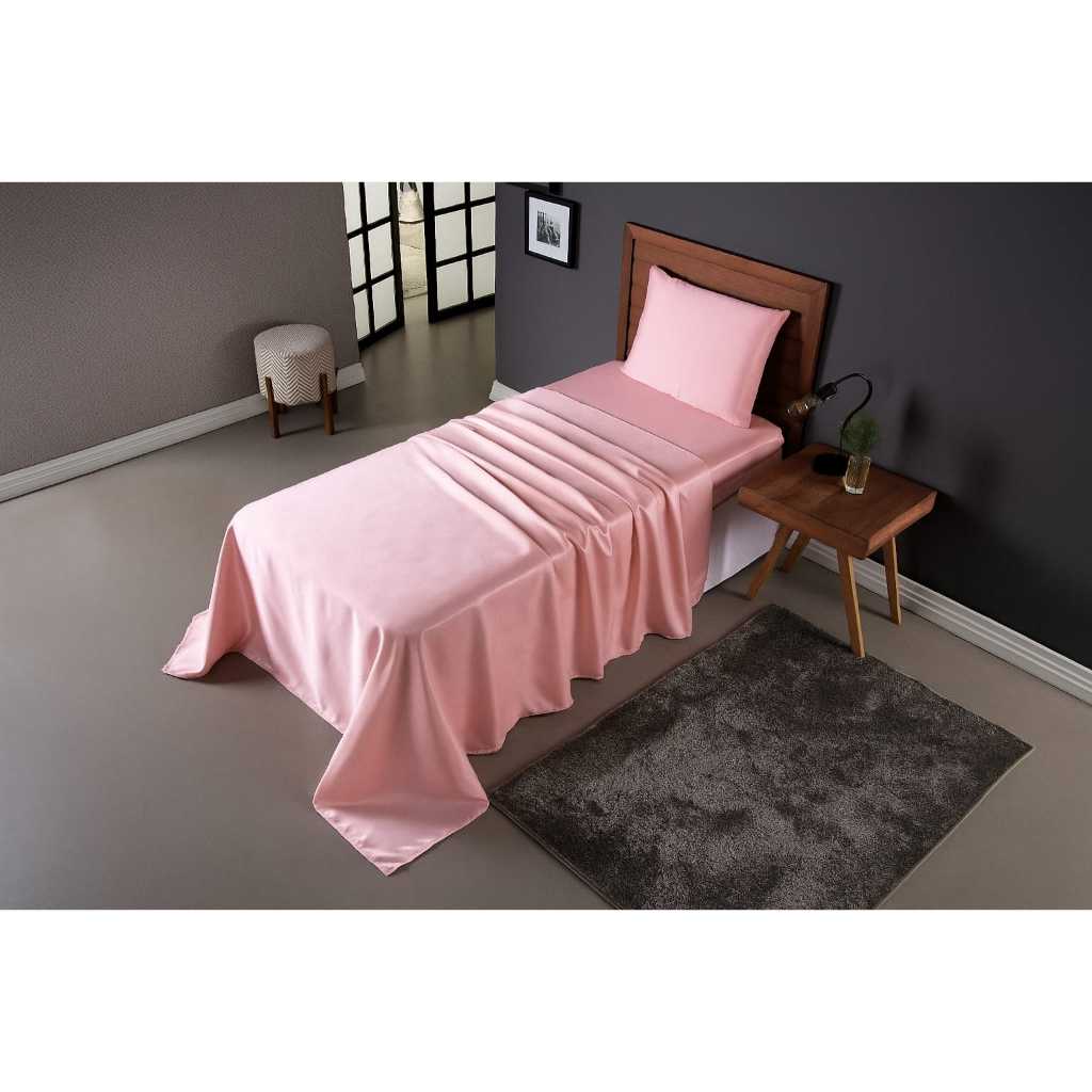 Jogo de Cama em Cetim Charmousse Seda Solteiro 03 Peças Jogo de Lençol Cetim garante Conforto Brilhante