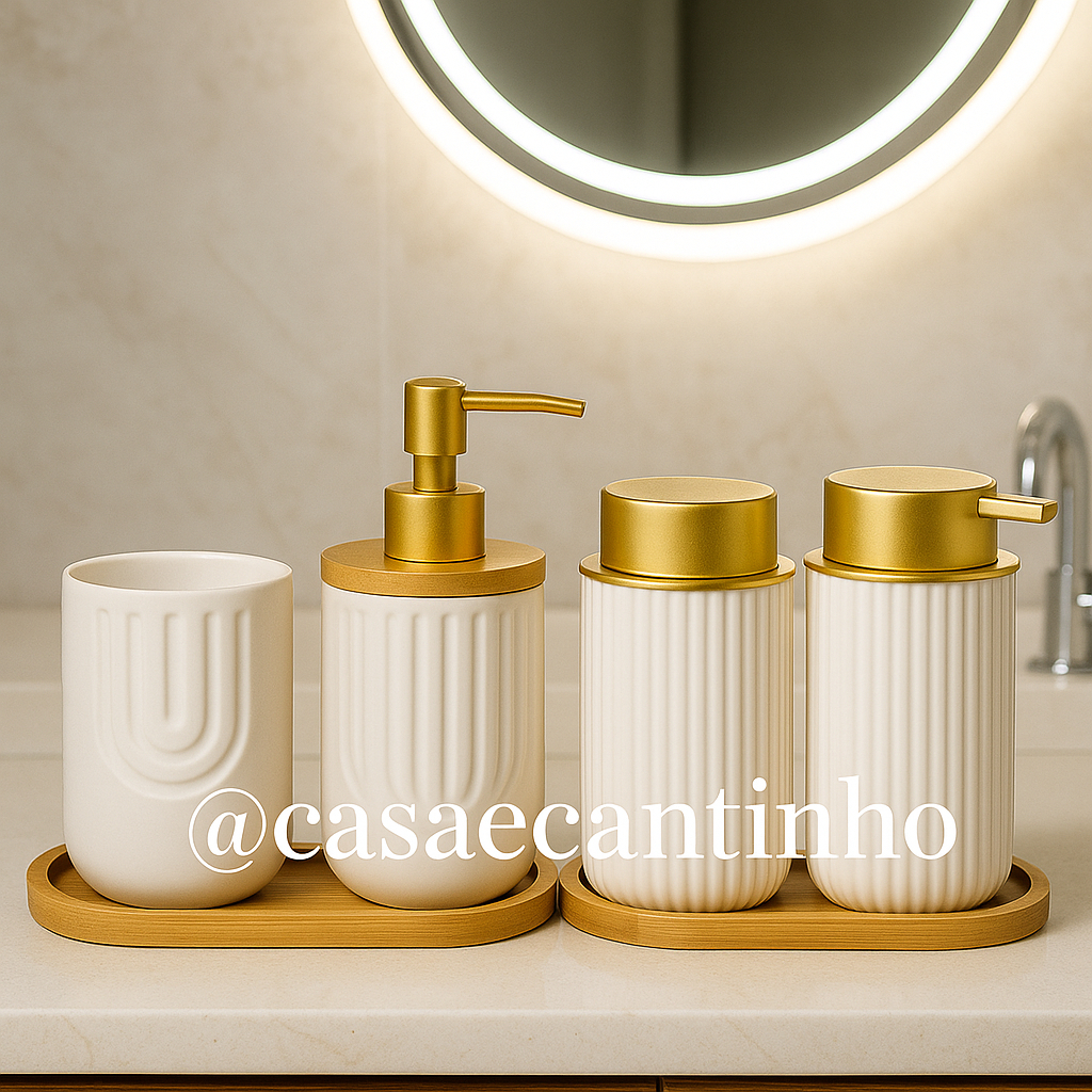 Kit Banheiro Lavabo Porta Sabonete liquido Dispenser Porta Escova Dente Cerâmica/Porcelana Decoração em Oferta na Shopee