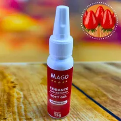 1~5 CORANTE VERMELHO SOFT GEL 15g, PARA MORANGO DO AMOR E CONFEITARIA GERAL (MAGO)(CHOCO)