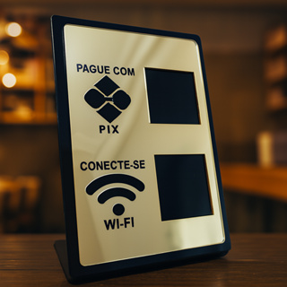 Display de Mesa em Acrílico com QRCode Pix e Senha Wi-Fi–Ideal para Balcões, Lojas, Escritórios e Recepções–Envio RÁPIDO em Oferta na Shopee