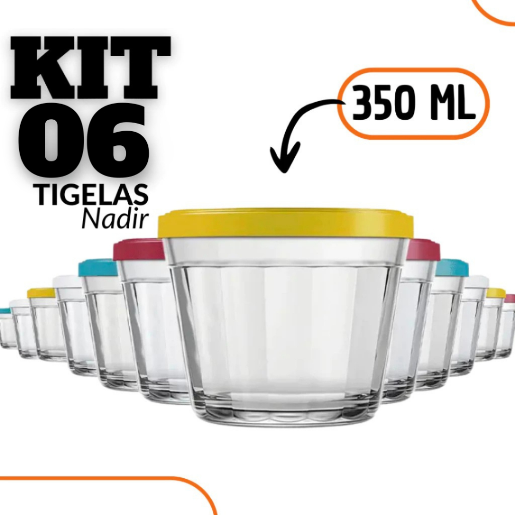 Kit 6 Tigelas Vidro 350ml – Micro-ondas e Freezer | Uso Diário Nadir em Oferta na Shopee