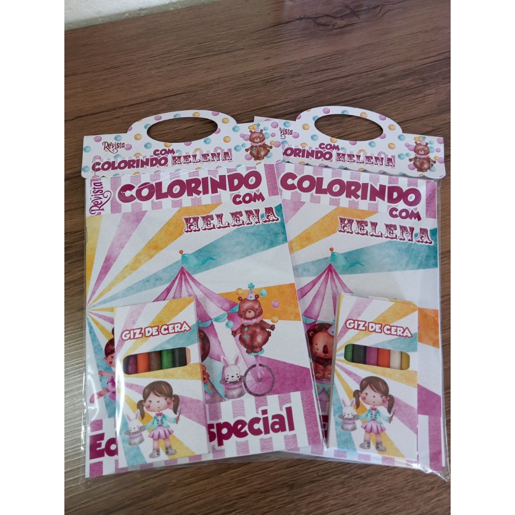 Kit Colorir com giz -Kit Festa - Festa Infantil - Lembrancinha - Aniversário - Livrinhos CIRCO/JARDIM/SAFARI TODOS TEMAS