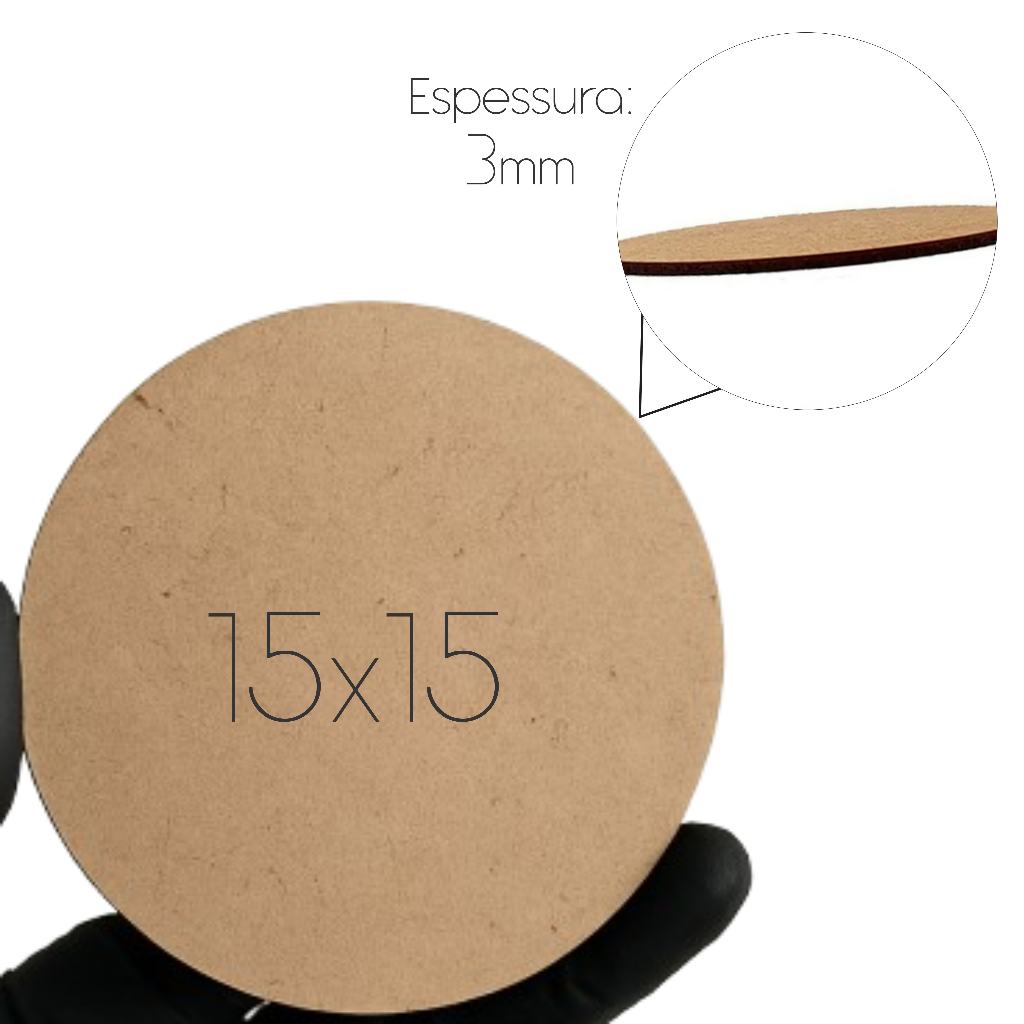 Bolacha 15x15 MDF 3mm Crú display disco de madeira disco de mdf sousplast decoração circulo redondo