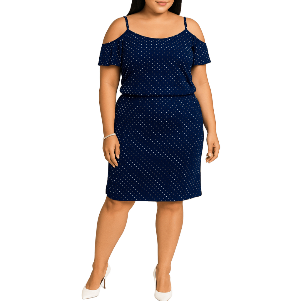 Vestido Plus Size Tamanho 40 ao 64 Modelo Cigana Ciganinha em Viscolycra Poá (Bolinha)