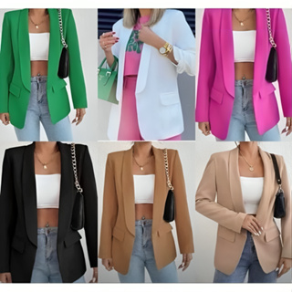 Blazer Max Alfaiataria Novidade Feminino Alongado Casaco Social em Oferta na Shopee