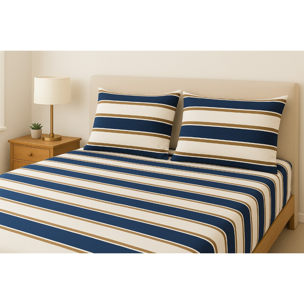 Jogo de Lençol com Elástico Casal/Queen/King/Super King 3 pçs Detalhes Percal Estampado 180 Fios em Oferta na Shopee