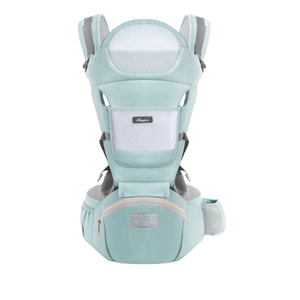 Canguru Elegance 7 Posições Para Passeio c/Bebê Mucca Ergonômico Verde Água