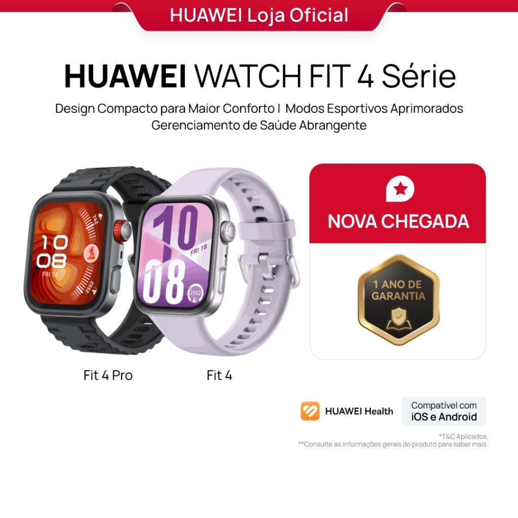 HUAWEI WATCH FIT 4 Séries | Relogio Smartchwatch | Modos Esportivos Aprimorados - Mobile & Gadgets