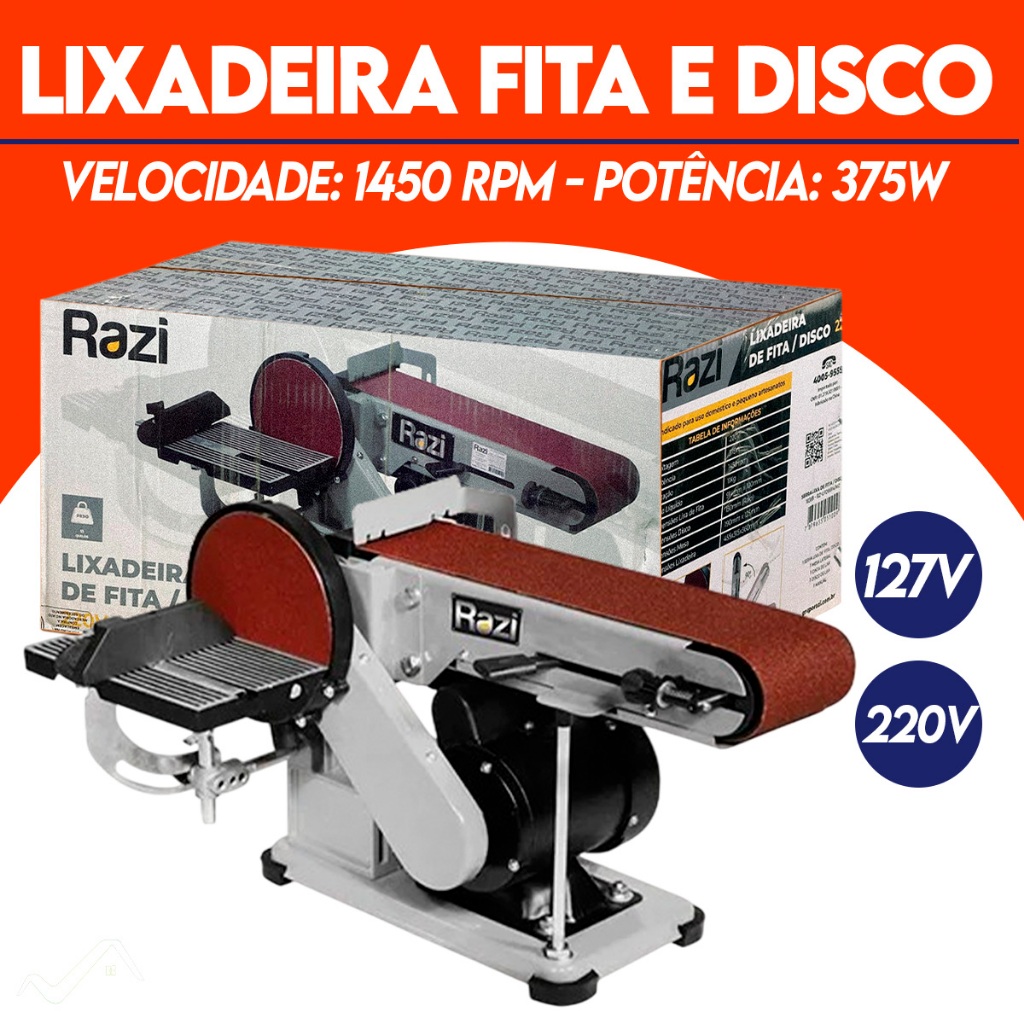 Lixadeira Fita Disco Razi Rz- Ifdb914/m2 375w 220v