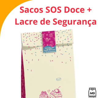 KIT SACO KRAFT SOS + LACRE DE SEGURANÇA TAMANHOS  PP, P E G TEMA DOCE DOCERIA DOCINHOS COOKIES C/ 50 UNIDADES em Oferta na Shopee