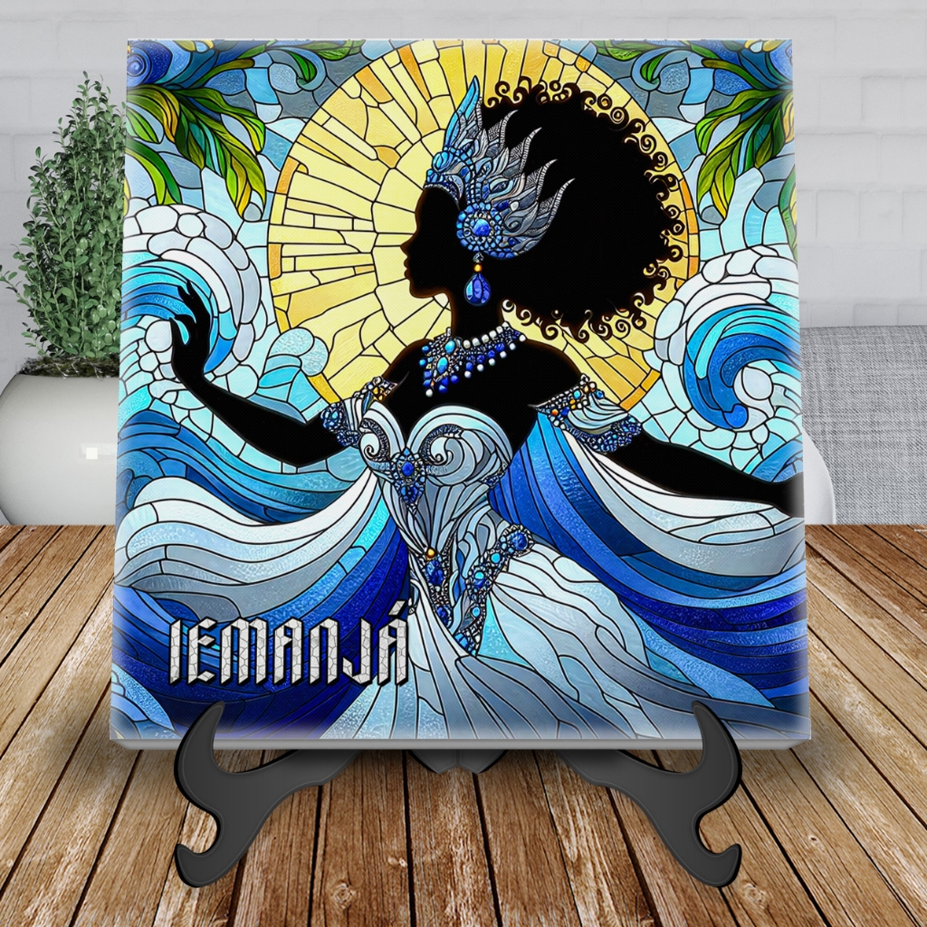 Azulejo Decorativo Iemanjá Orixas Vitral com suporte em MDF em Oferta na Shopee