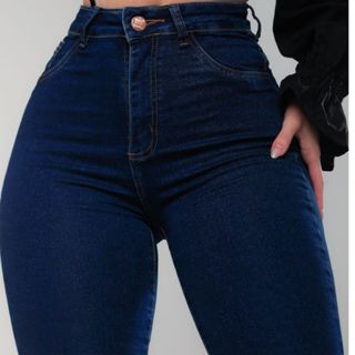 Calça Jeans Feminina Azul Escura Skinny De Cintura Alta Com Lycra Premium em Oferta na Shopee