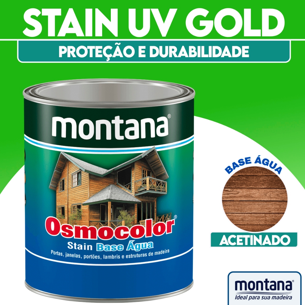 Osmocolor Stain Uv Gold Base Água 900ml Para Madeira Montana
