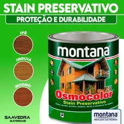 Stain Hidrorrepelente Proteção Madeiras Montana 900ml Cores