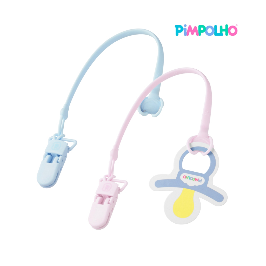Prendedor de Chupeta de Silicone Pimpolho + Anel Adaptador para Chupetas Macio Menino e Menina