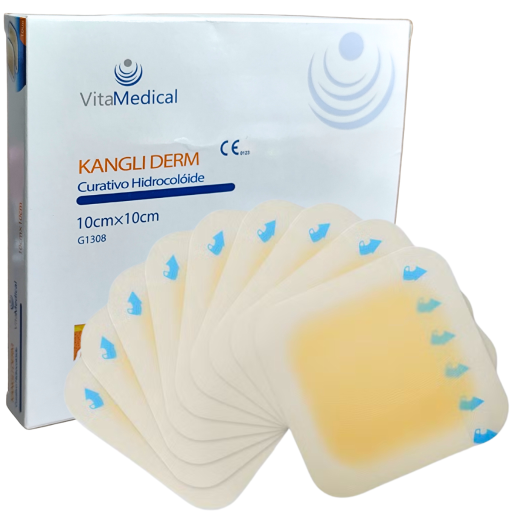 10 Curativo Placa de Hidrocoloide Regular Estéril 10cm x 10cm P/ Feridas e Escaras - VitaMedical