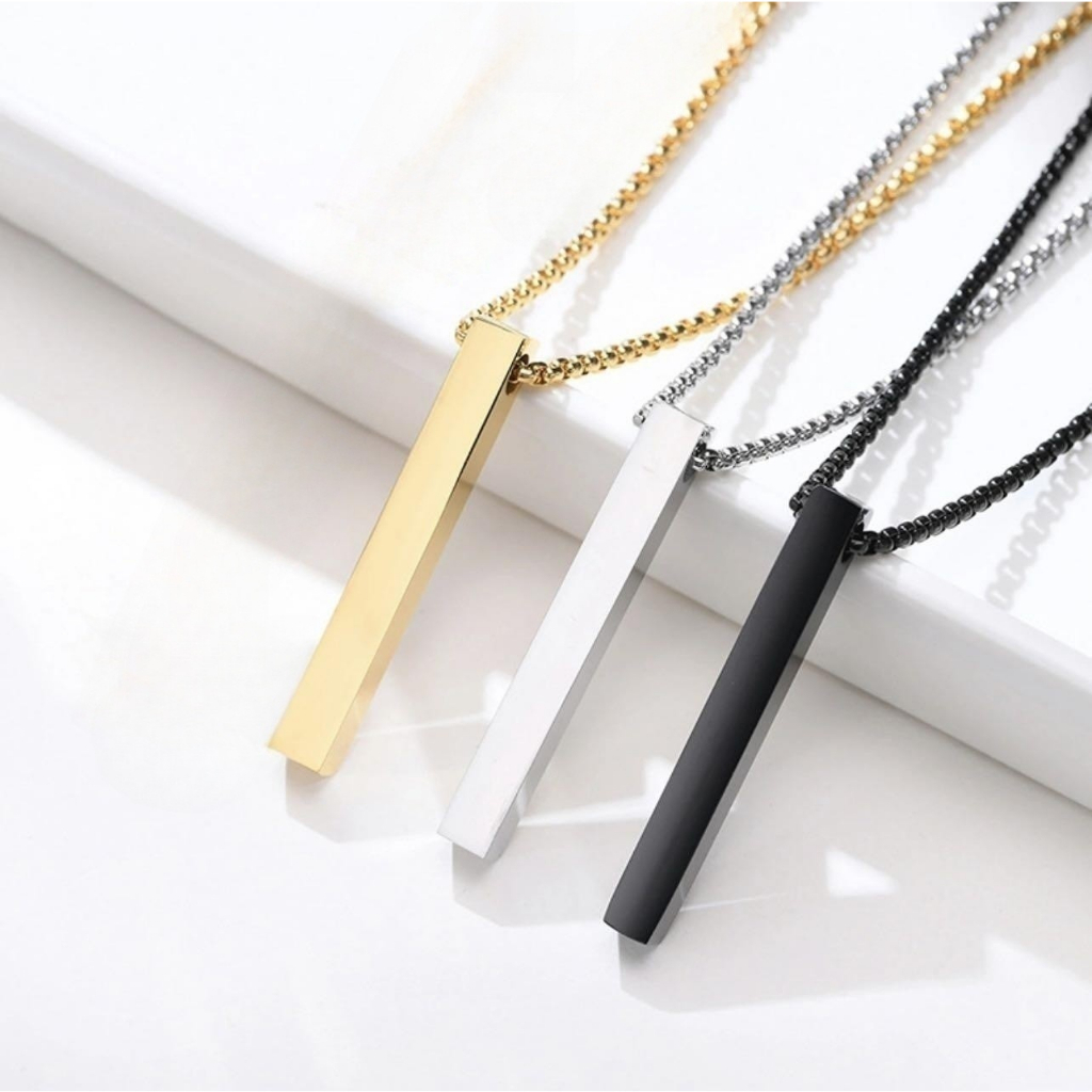 Colar Corrente Masculino com Pingente Retângulo Aço Inox Dourado/Prata/Preto 316l Pronta Entrega em Oferta na Shopee
