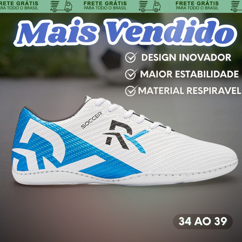Chuteira Masculina Futsal com Solado Costurado e Conforto Máximo – Lançamento Exclusivo -RK03