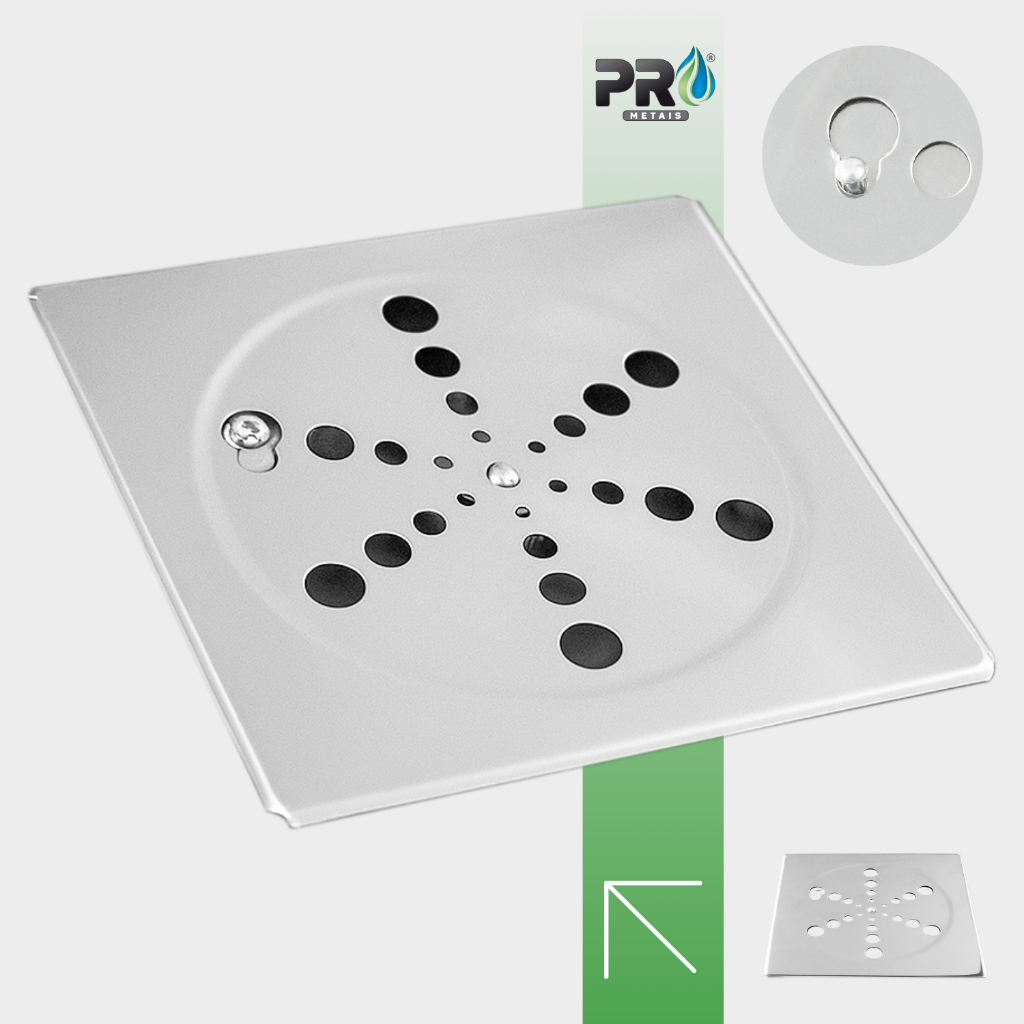 Grelha Quadrado Abre e Fecha 15x15  Aço Inox Cromado