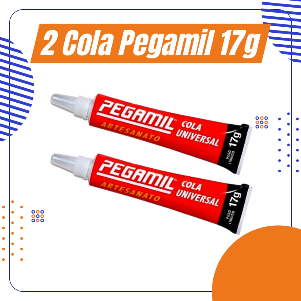 2 Cola Universal Pegamil Artesanato - 17g - Secagem Rápida Colas Adesivo Multiuso