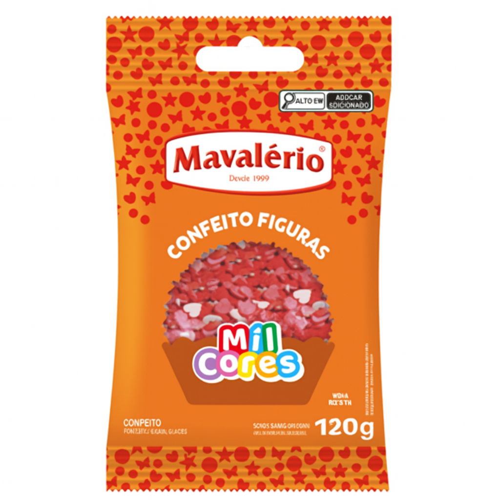 Confeito Figuras Coração Mil Cores 120g Mavalério em Oferta na Shopee