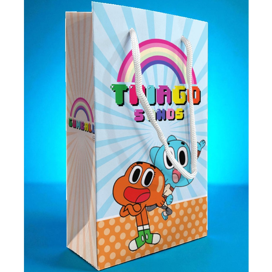 Sacolinhas Personalizadas Kit Festa Gumball (12x20x5,5cm LxAxP) Lembrancinha Kit Festa Gumball
