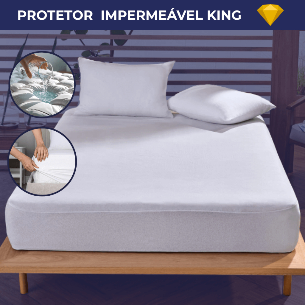 Protetor De Colchão Impermeável King Protec Com Elástico Silencioso Não Esquenta Antialérgico Antiácaro Resistente Macio