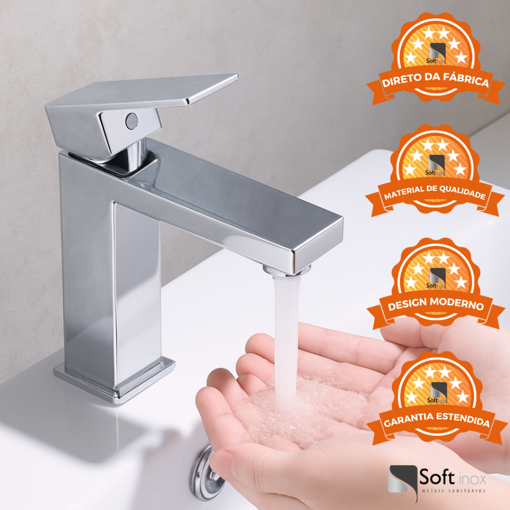 Torneira Monocomando Inox Banheiro Resistente a Maresia Bica Baixa Alta Cromada Preto Fosco Escovada