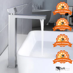 Torneira Monocomando Inox Banheiro Resistente a Maresia Bica Alta Baixa Cromada Preto Fosco Escovada