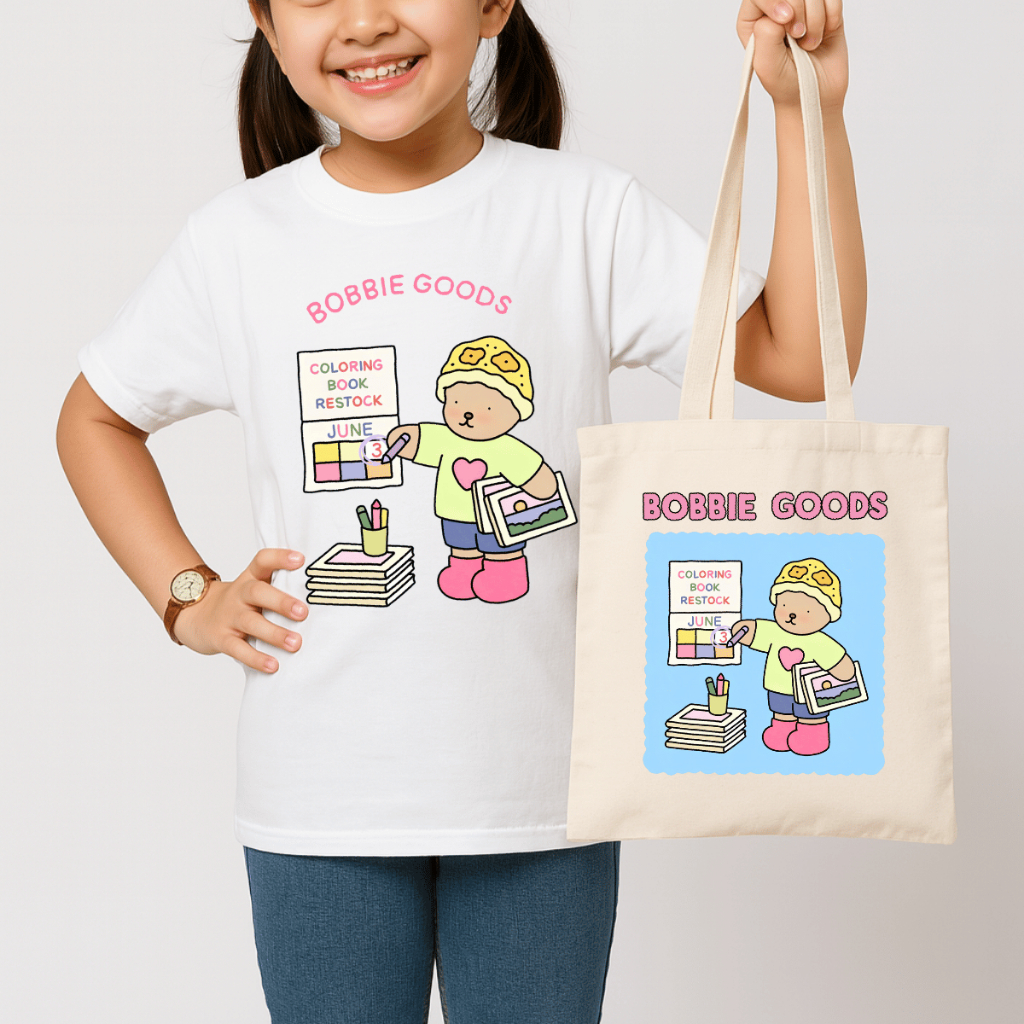 Kit Camiseta Infantil + Ecobag Estampada Bobiie Goods Calendário Colors Em Algodão Tendência Livro De Colorir