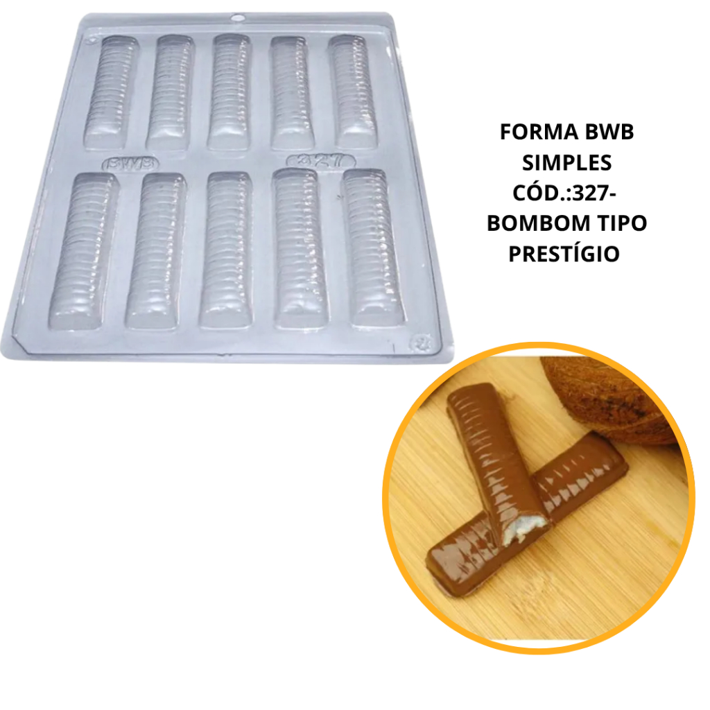 FORMA SIMPLES BOMBOM TIPO PRESTÍGIO CÓD.:327 - (E3) EM ACETATO BWB PARA BOMBOM DOCES DE CHOCOLATE E CONFEITARIA. - Home & Living