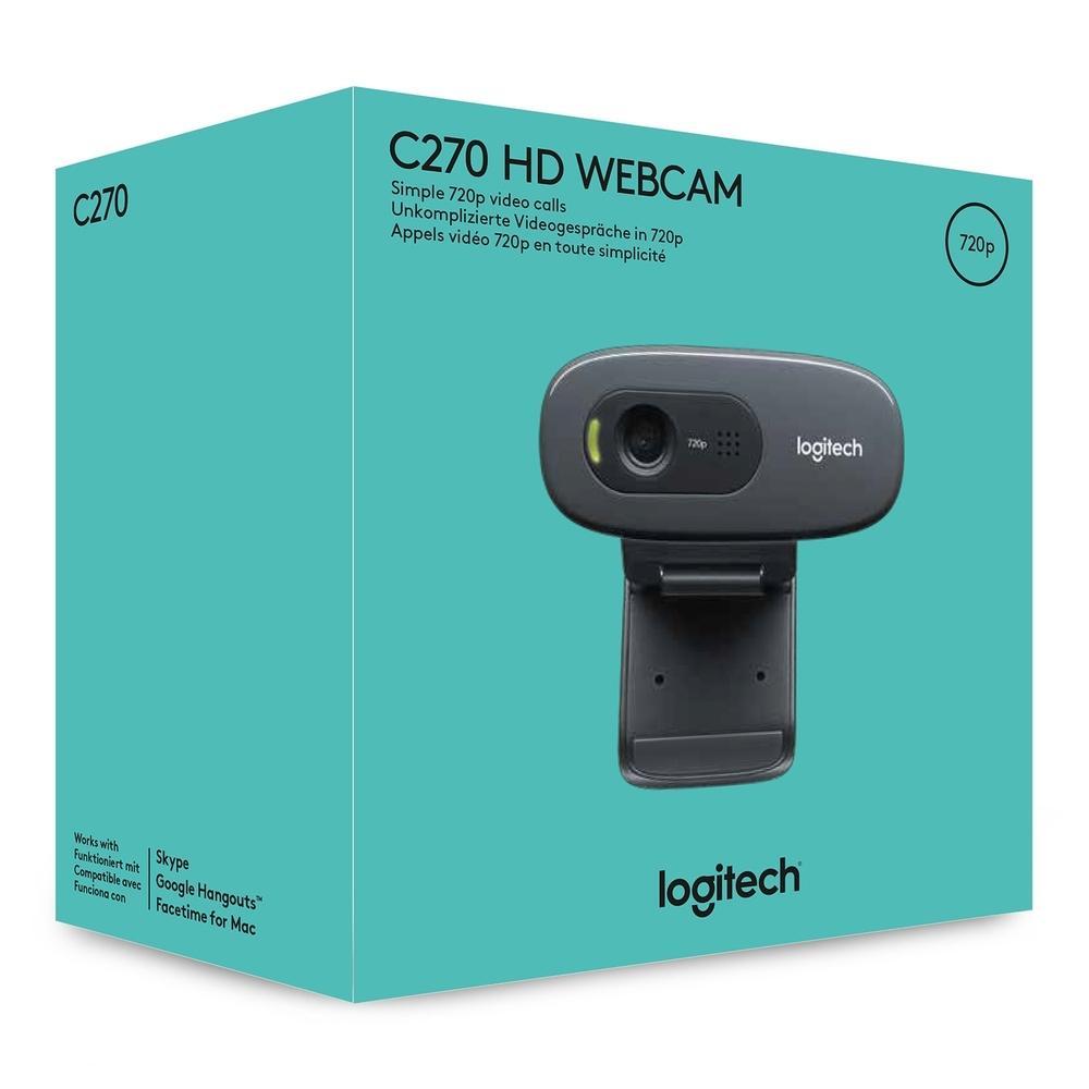 Webcam Logitech C270 HD 30 FPS, Microfone Integrado, USB 2.0 960-000694