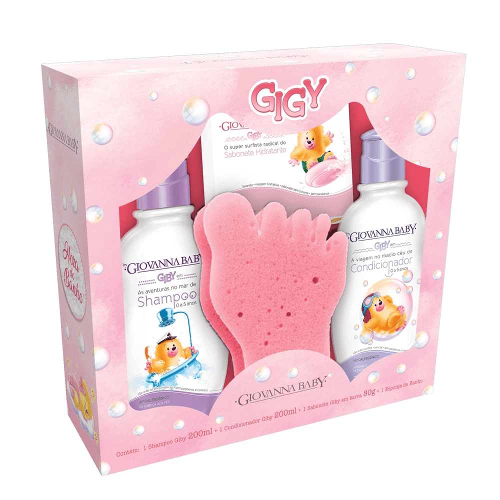 Kit Infantil Giovana Baby Giby Rosa Shampoo + Condicionador + Sabonete Em Barra
