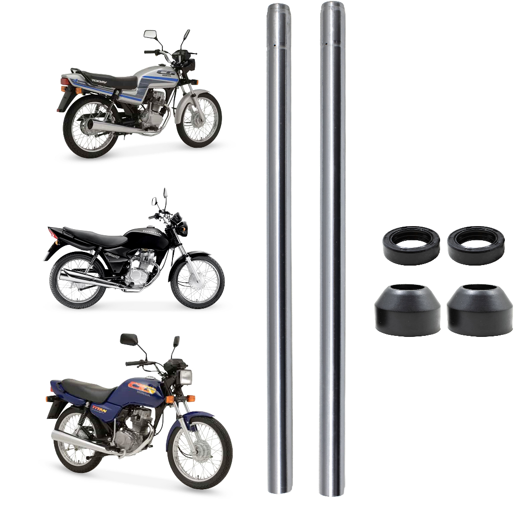Par Tubo Interno Cilindro Bengala + Dois Retentor Bengala + Dois Guarda Po Cg 125 / Today 125 / Titan 125 / Fan 125